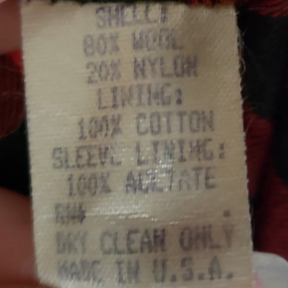 🌞SOLD🌞 Talbots Kids Wool Pea Coat Size XXL Black Double Breasted Buffalo Plaid - Picture 9 of 10